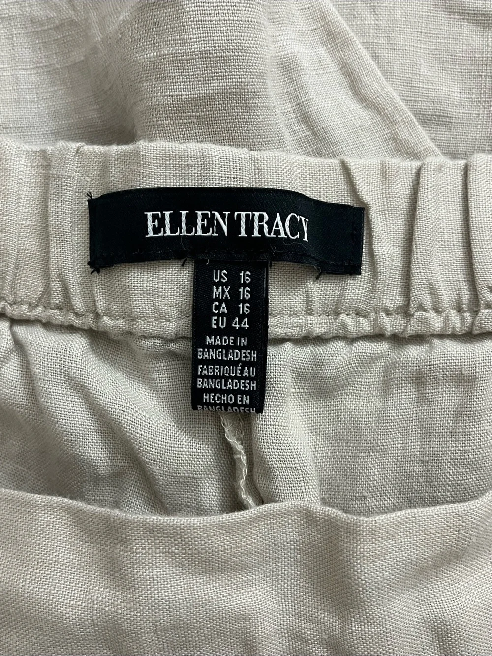 Ellen Tracy Light Beige Linen Pants - Picture 1 of 5
